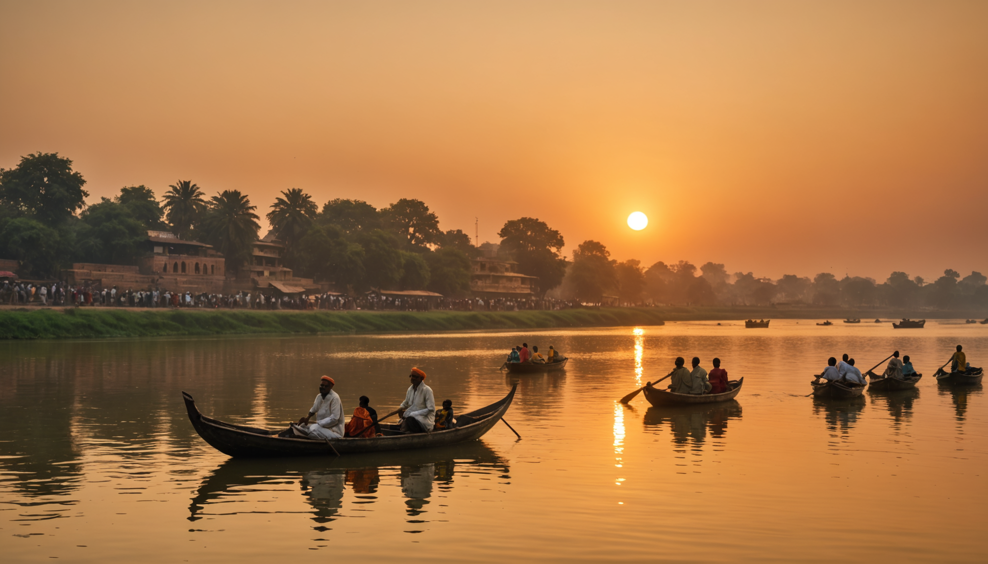découvrez la beauté apaisante des balades fluviales au couchant sur la yamuna, un moment magique entre nature et sérénité.