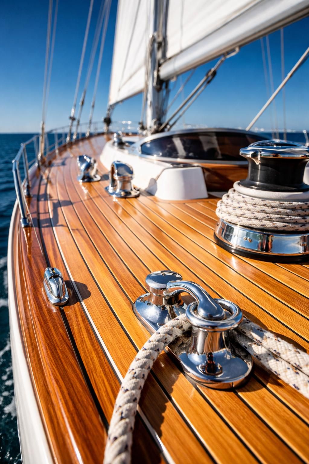 découvrez comment équiper votre voilier avec un pont en teck iroko durable et un accastillage inox wichard de haute qualité pour une navigation sûre et élégante.